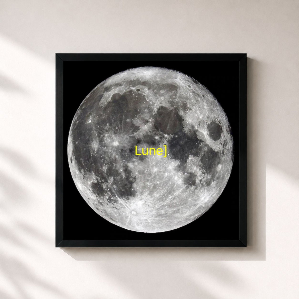 #noir Tableau carré de l'album PoweredByRuki Lune de 8ruki, cadre noir 32x32 cm