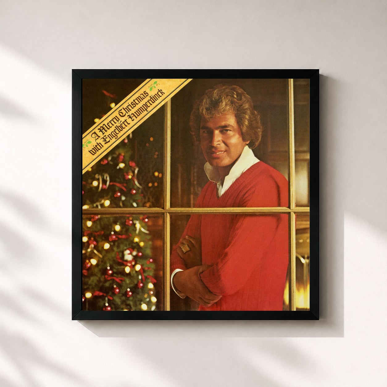 #noir Tableau carré de l'album A Merry Christmas With Engelbert Humperdinck de Engelbert Humperdinck, cadre noir 32x32 cm