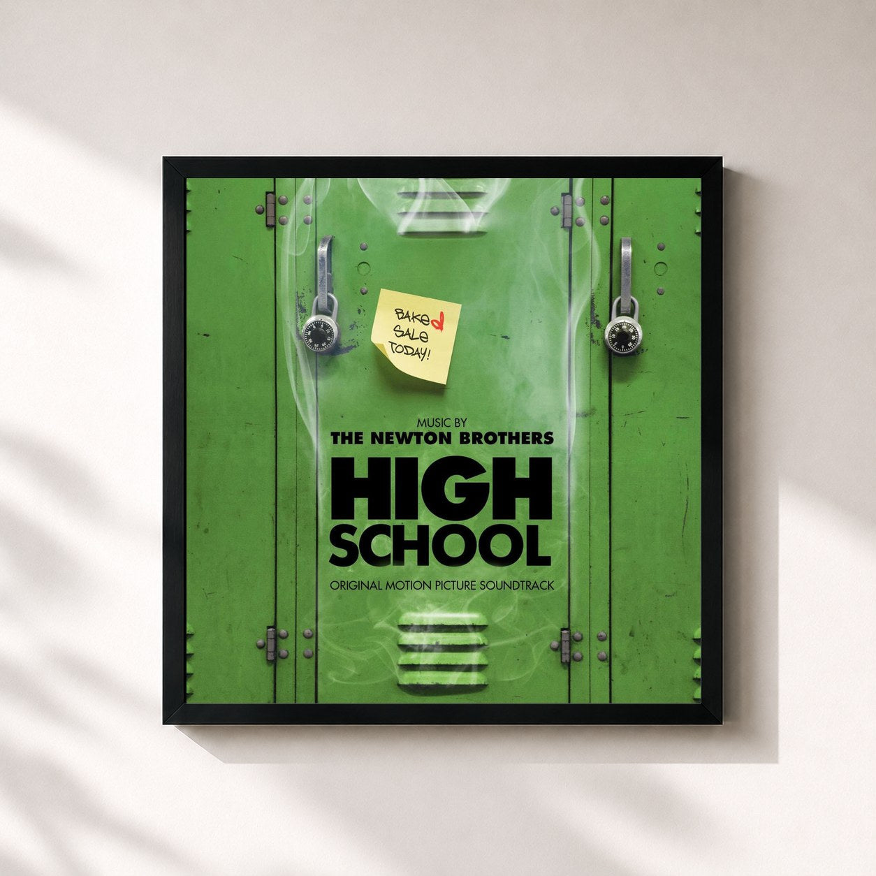 #noir Tableau carré de l'album High School (Original Motion Picture Soundtrack) de The Newton Brothers, cadre noir 32x32 cm