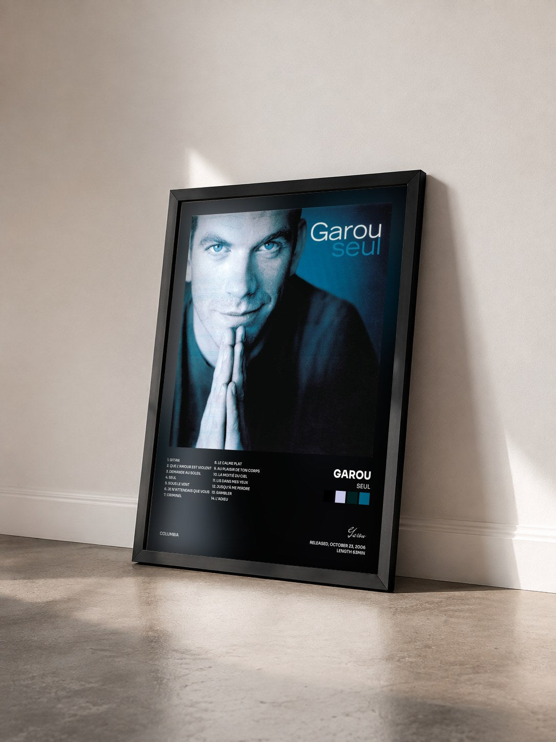 #noir Seul by Garou as a framed art print seen at an angle, black frame