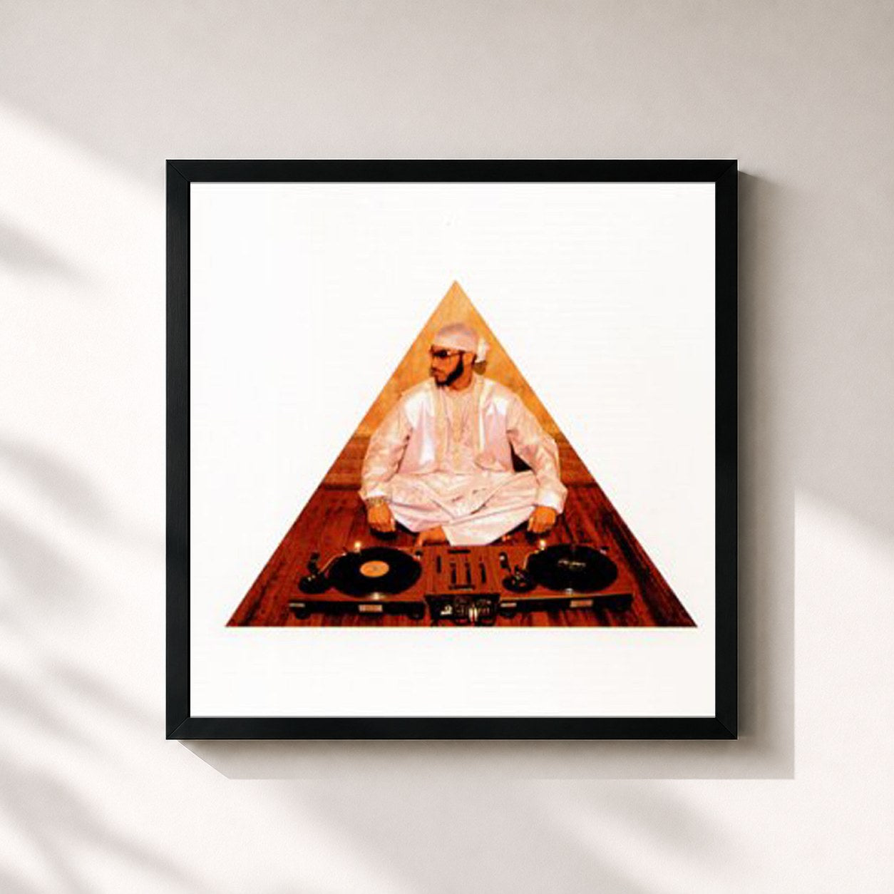 #noir Tableau carré de l'album Gandhi Khan de Armand van Helden, cadre noir 32x32 cm