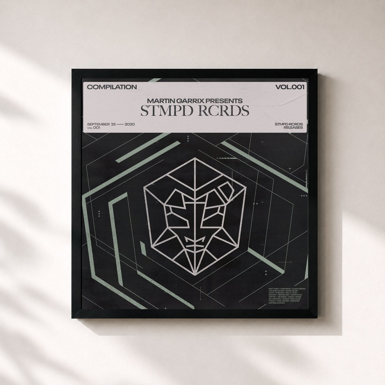 #noir Tableau carré de l'album Martin Garrix presents STMPD RCRDS Vol. 001 de Martin Garrix, cadre noir 32x32 cm