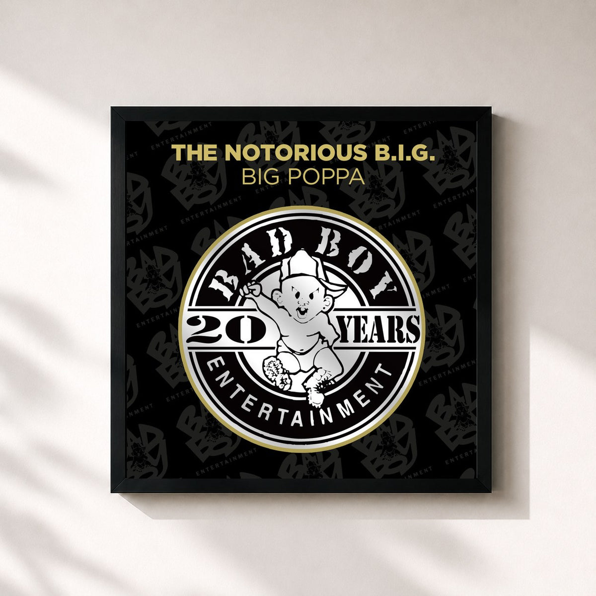#noir Tableau carré de l'album Big Poppa de The Notorious B.I.G., cadre noir 32x32 cm