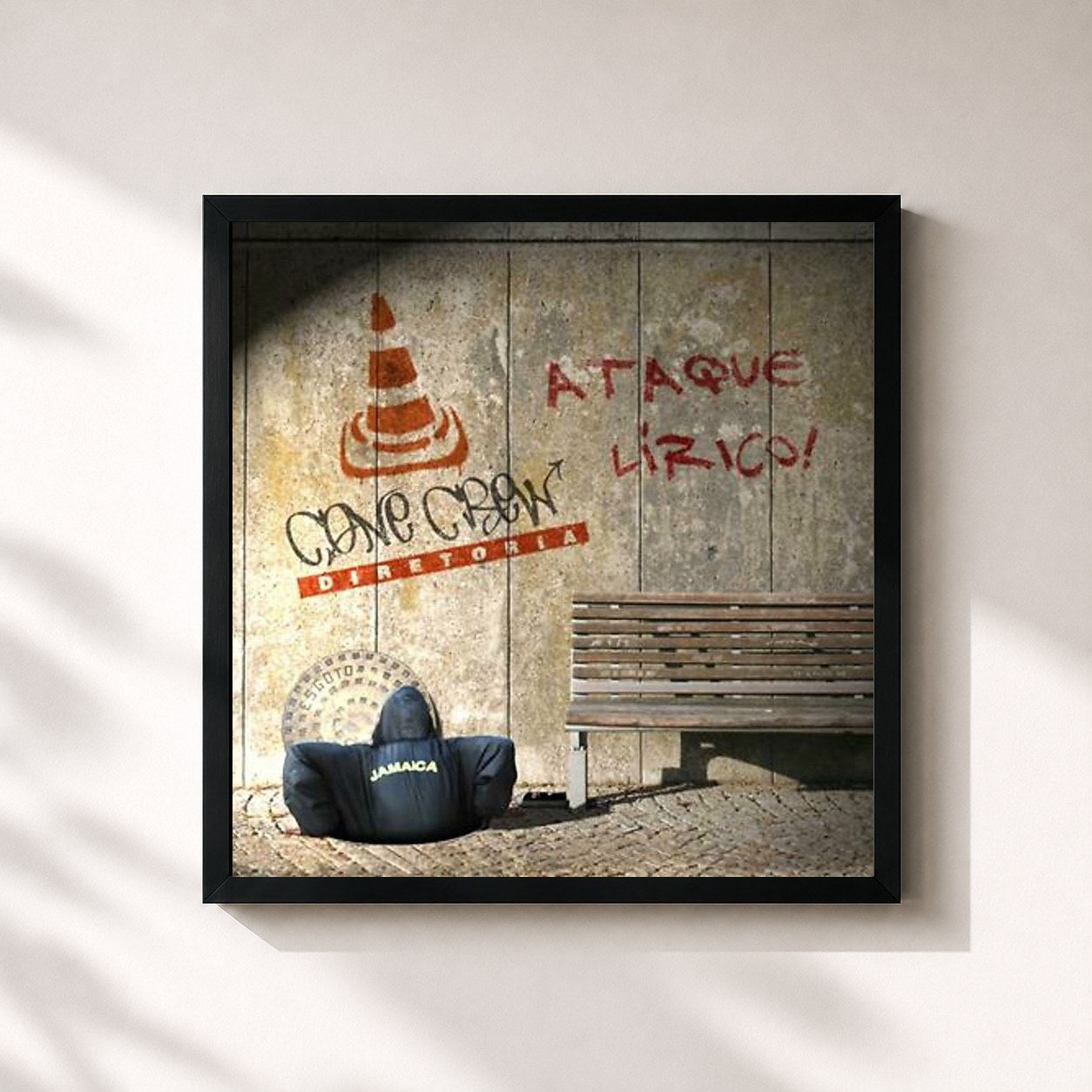 #noir Tableau carré de l'album Ataque Lírico de ConeCrewDiretoria, cadre noir 32x32 cm