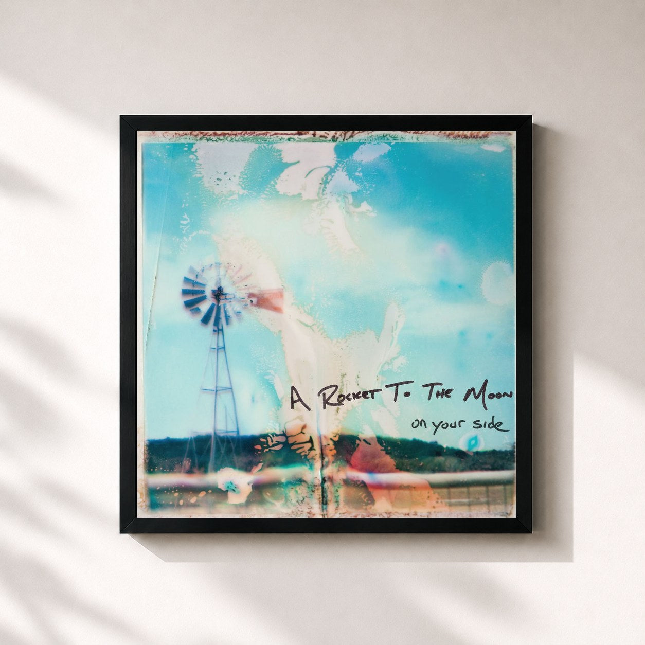 #noir Tableau carré de l'album On Your Side de A Rocket To The Moon, cadre noir 32x32 cm