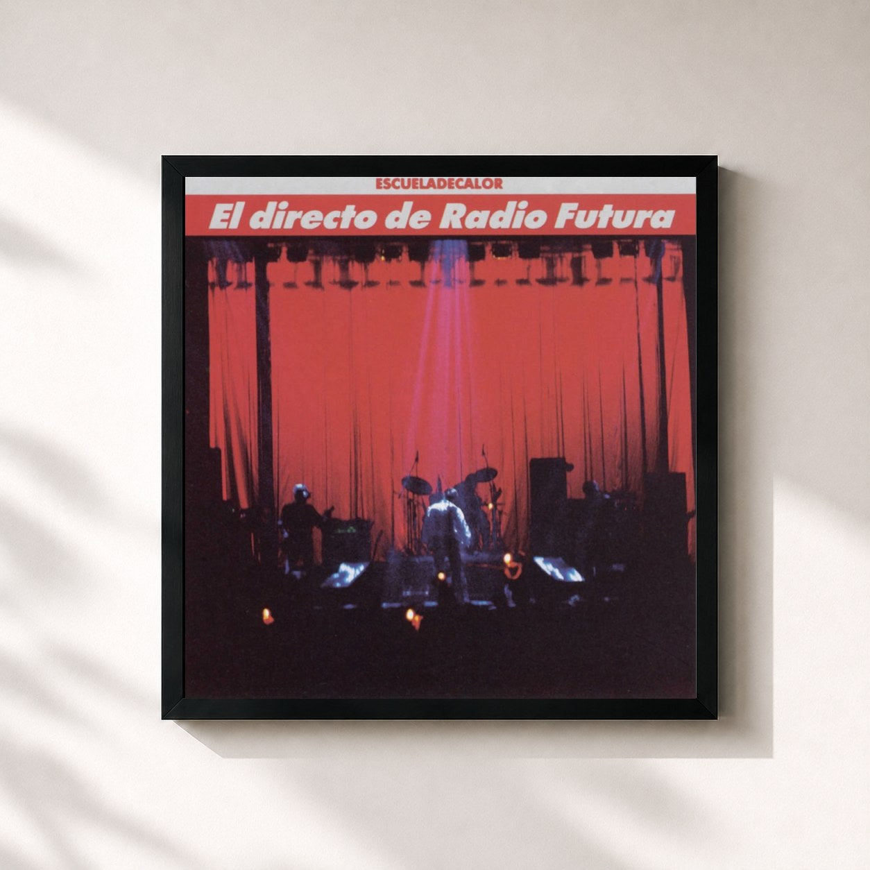 #noir Tableau carré de l'album El Directo De Radio Futura-La Escuela De Calor de Radio Futura, cadre noir 32x32 cm