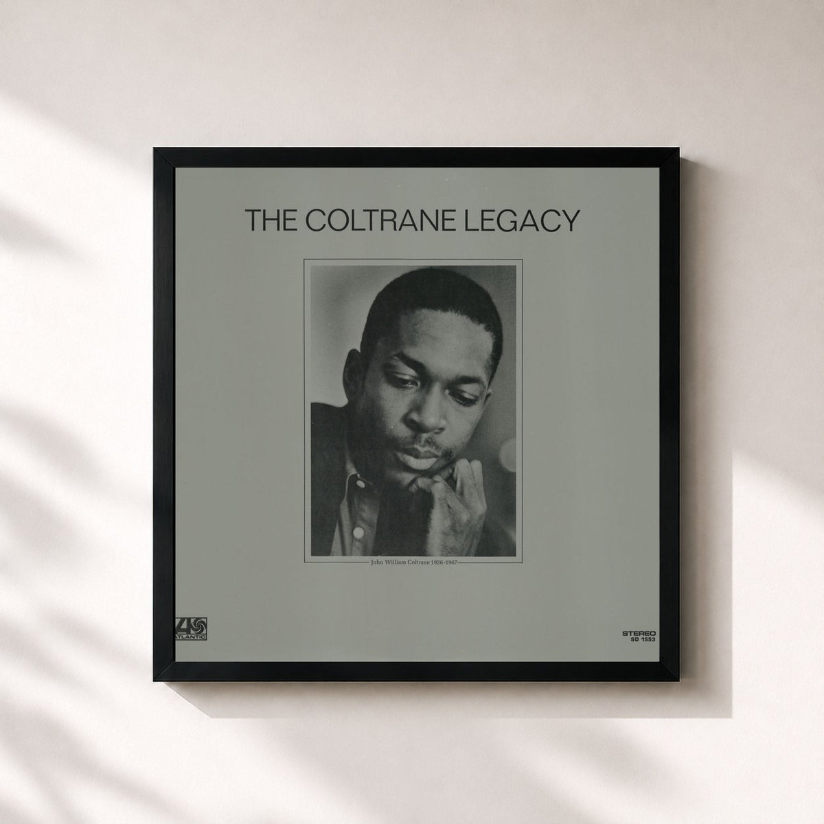 #noir Tableau carré de l'album The Atlantic Years in Mono de John Coltrane, cadre noir 32x32 cm
