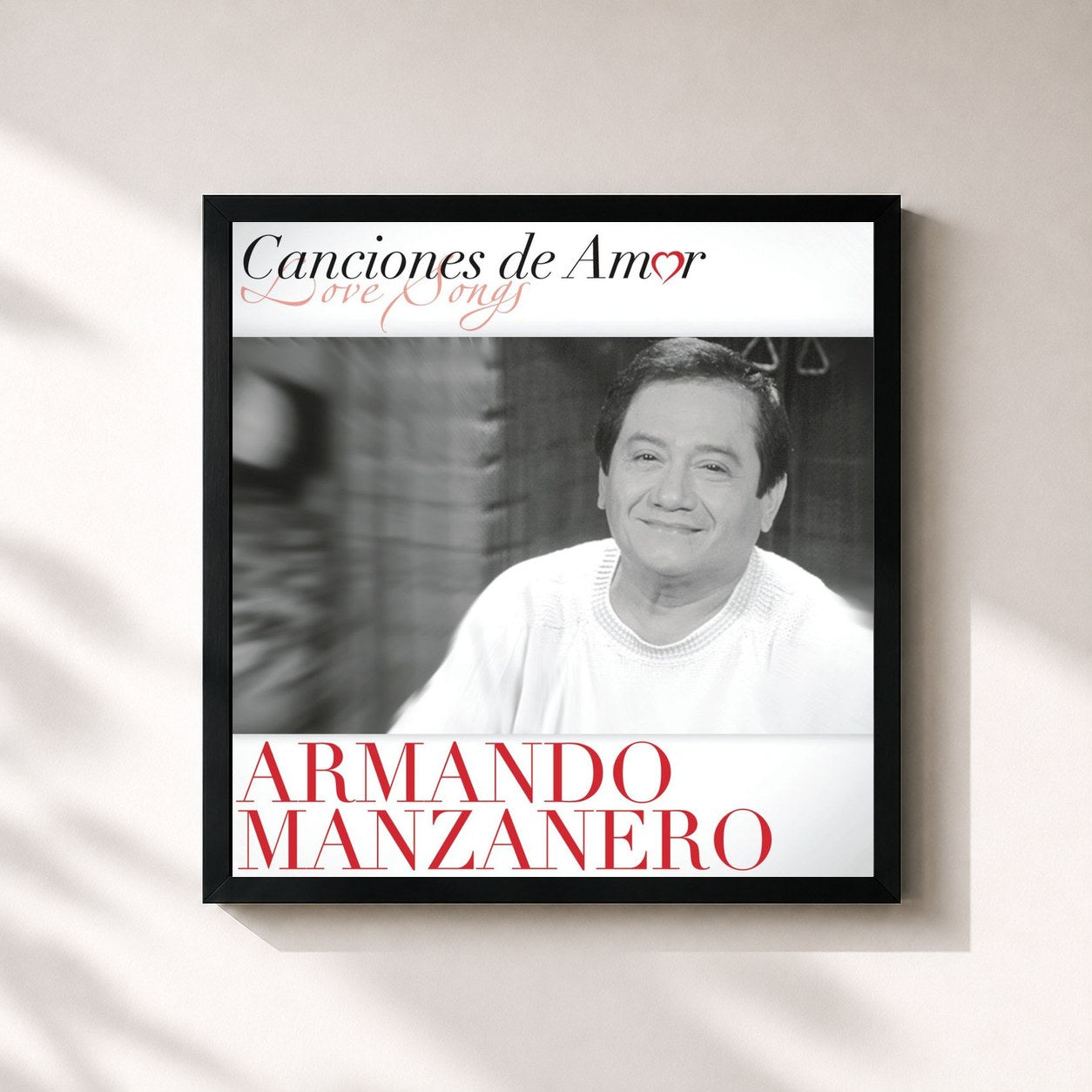 #noir Tableau carré de l'album Canciones De Amor de Armando Manzanero, cadre noir 32x32 cm