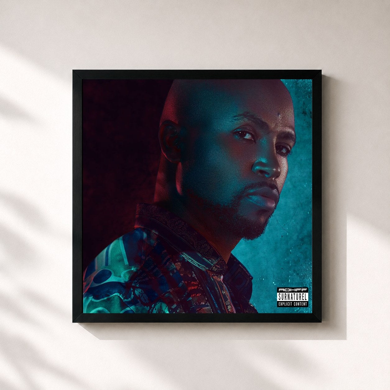 #noir Tableau carré de l'album Surnaturel de Rohff, cadre noir 32x32 cm