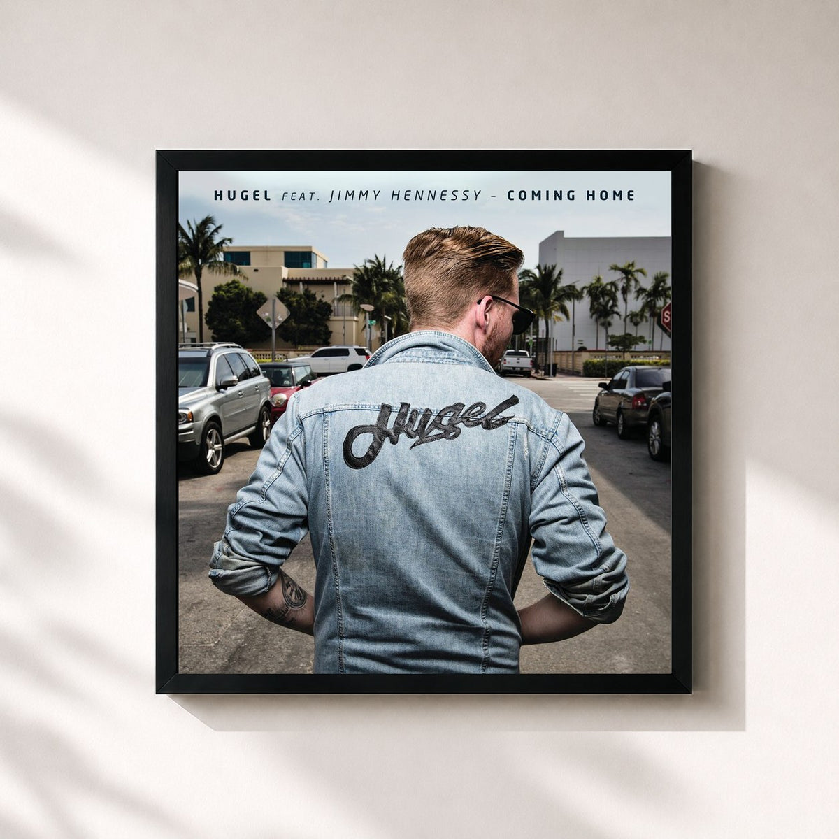 #noir Tableau carré de l'album Coming Home (feat. Jimmy Hennessy) (Remixes) de HUGEL, cadre noir 32x32 cm