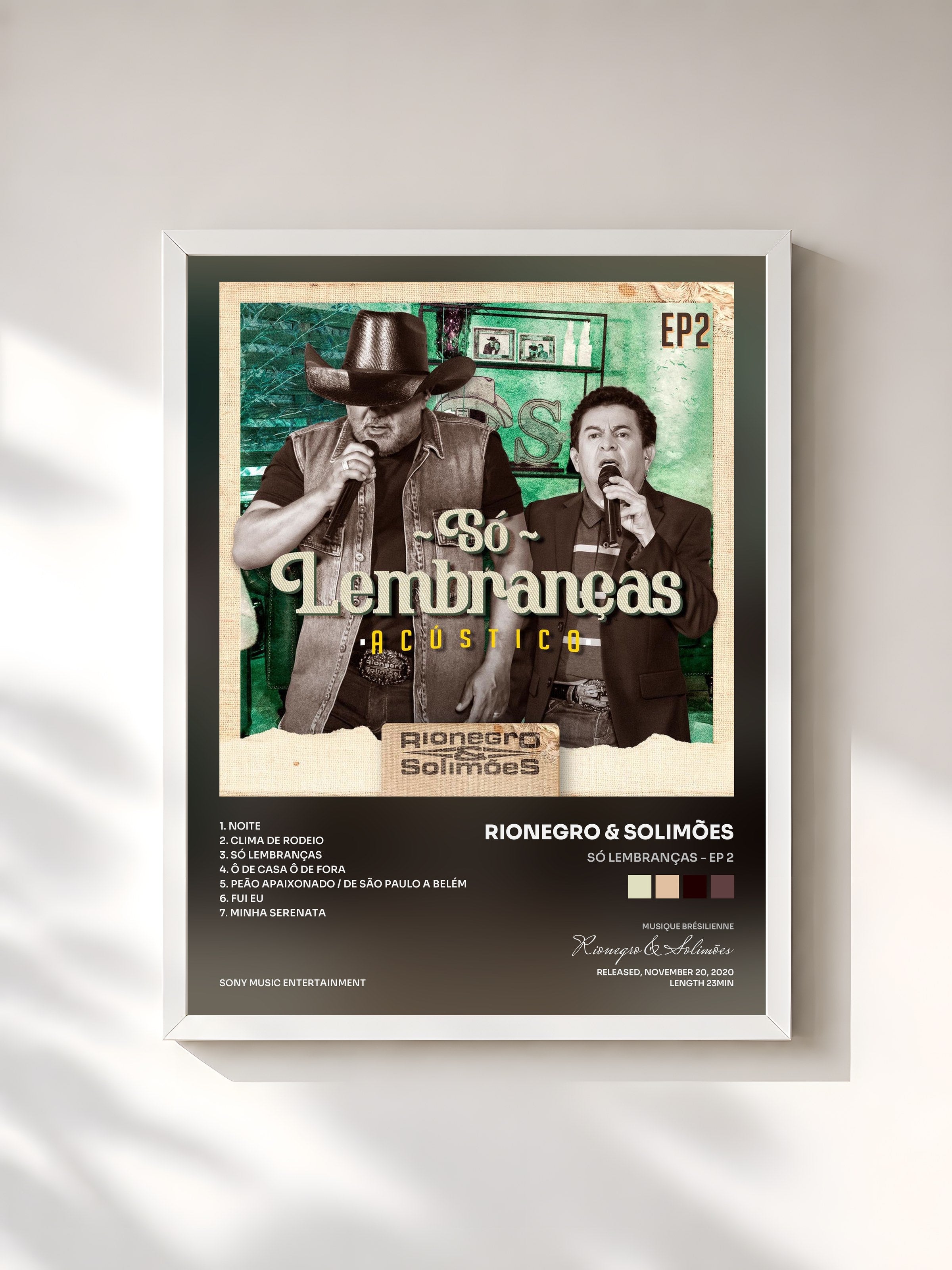 #blanc Tableau de l'album Só Lembranças - EP 2 de Rionegro & Solimões, cadre blanc, imprimé et encadré en France