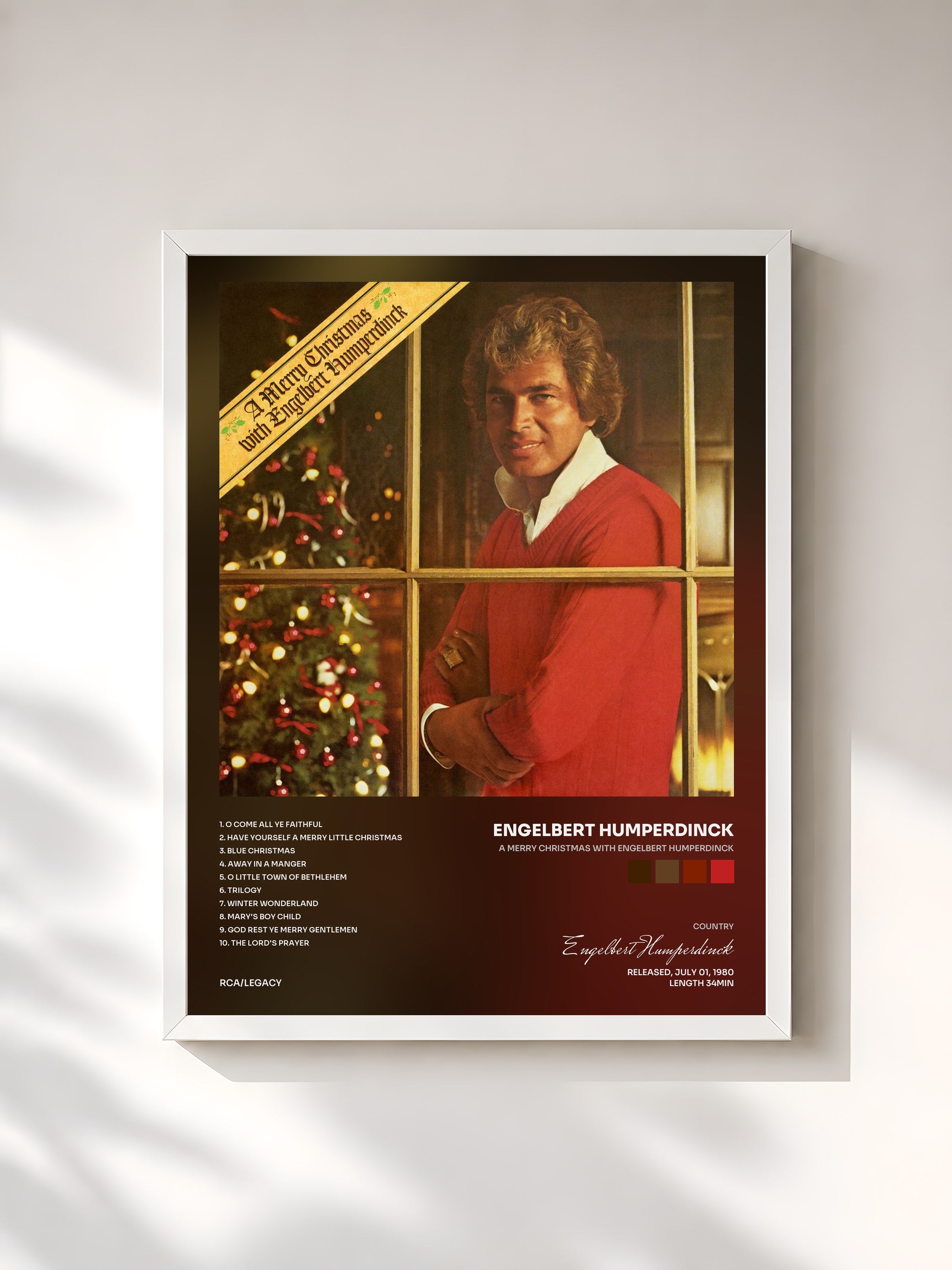 #blanc Tableau de l'album A Merry Christmas With Engelbert Humperdinck de Engelbert Humperdinck, cadre blanc, imprimé et encadré en France