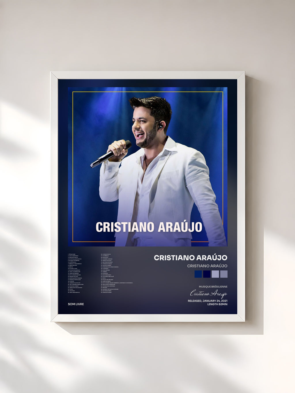 #blanc Tableau de l'album Cristiano Araújo de Cristiano Araújo, cadre blanc, imprimé et encadré en France