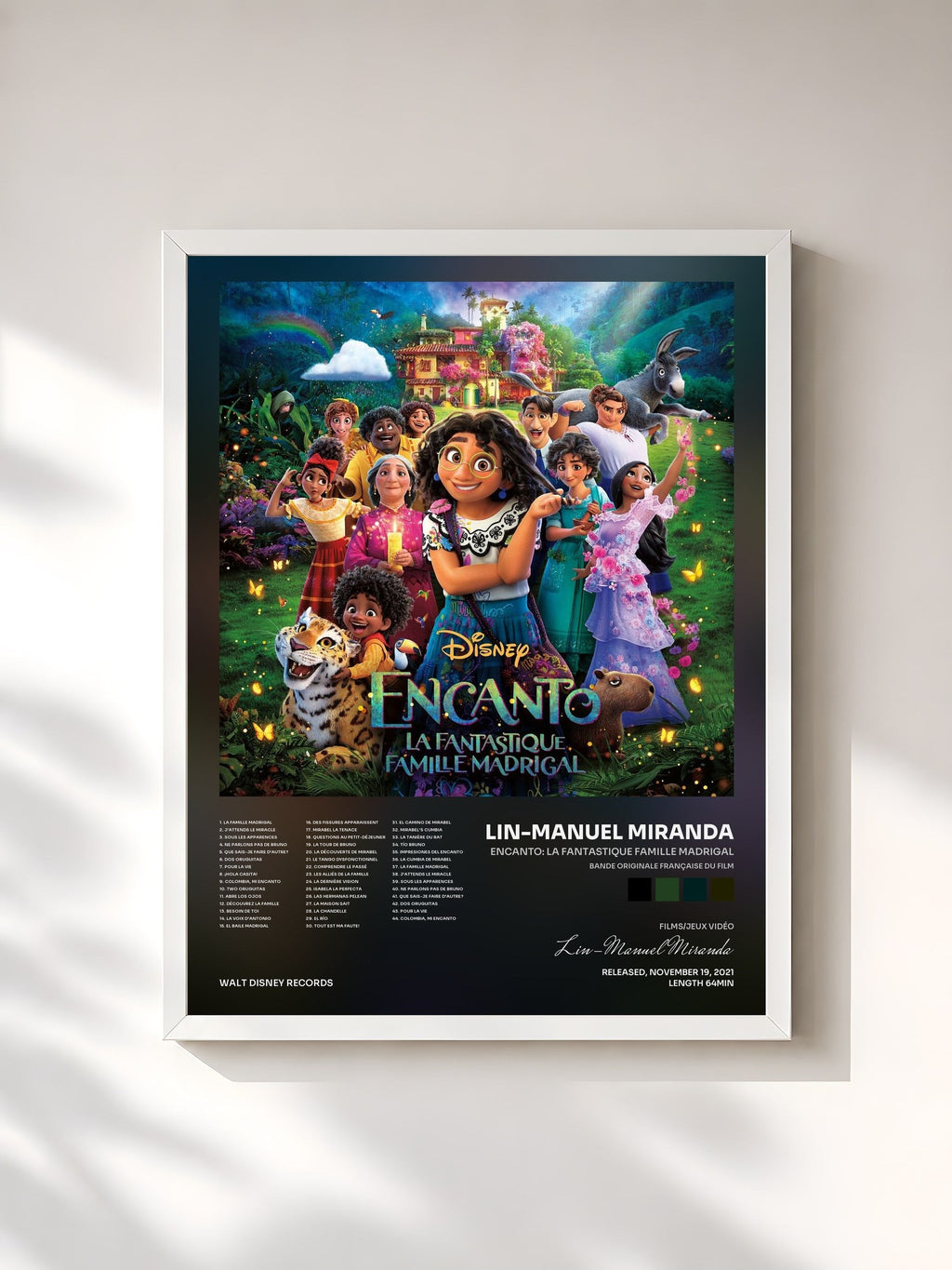 #blanc Encanto: La fantastique famille Madrigal (Bande Originale Française du Film) by Lin-Manuel Miranda as a framed art print, white frame, printed and framed in France
