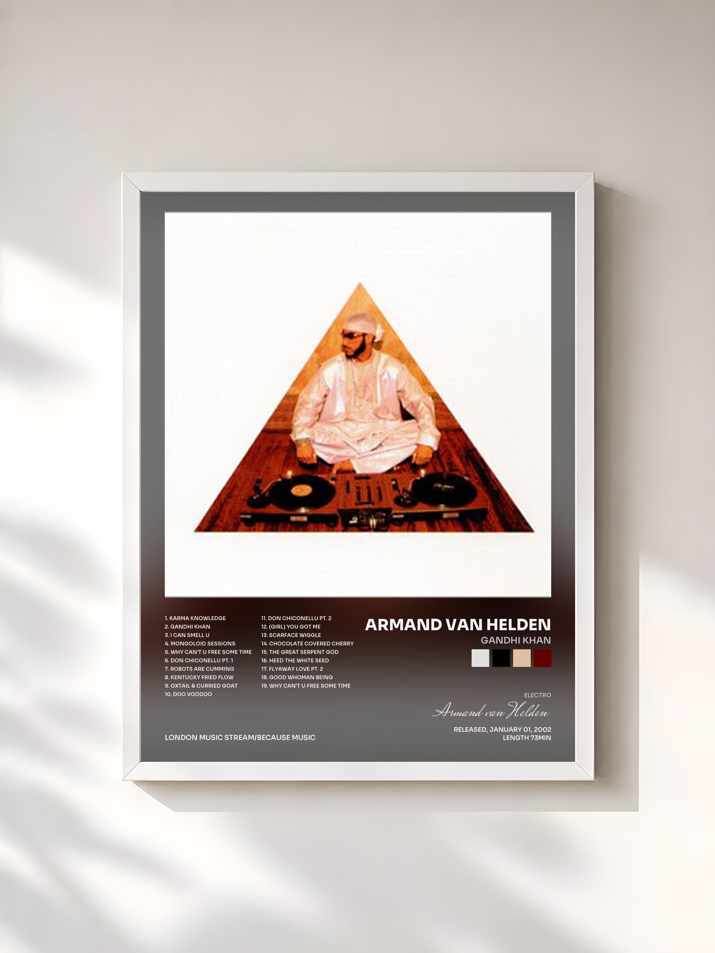 #blanc Tableau de l'album Gandhi Khan de Armand van Helden, cadre blanc, imprimé et encadré en France
