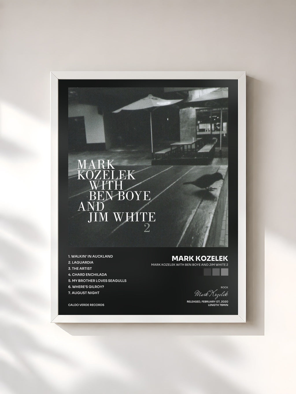 #blanc Tableau de l'album Mark Kozelek with Ben Boye and Jim White 2 de Mark Kozelek, cadre blanc, imprimé et encadré en France