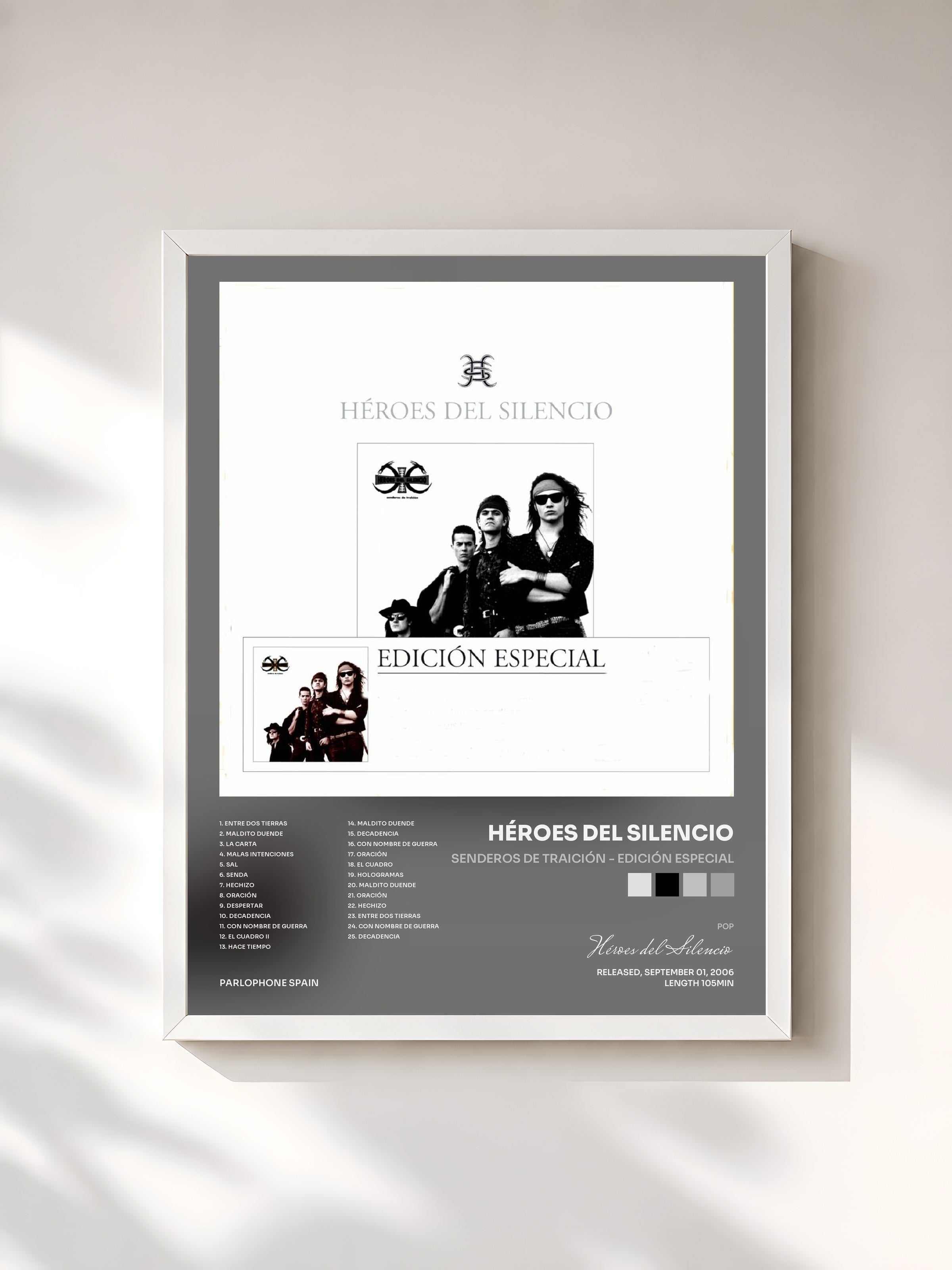 #blanc Tableau de l'album Senderos De Traición - Edición Especial de Héroes del Silencio, cadre blanc, imprimé et encadré en France