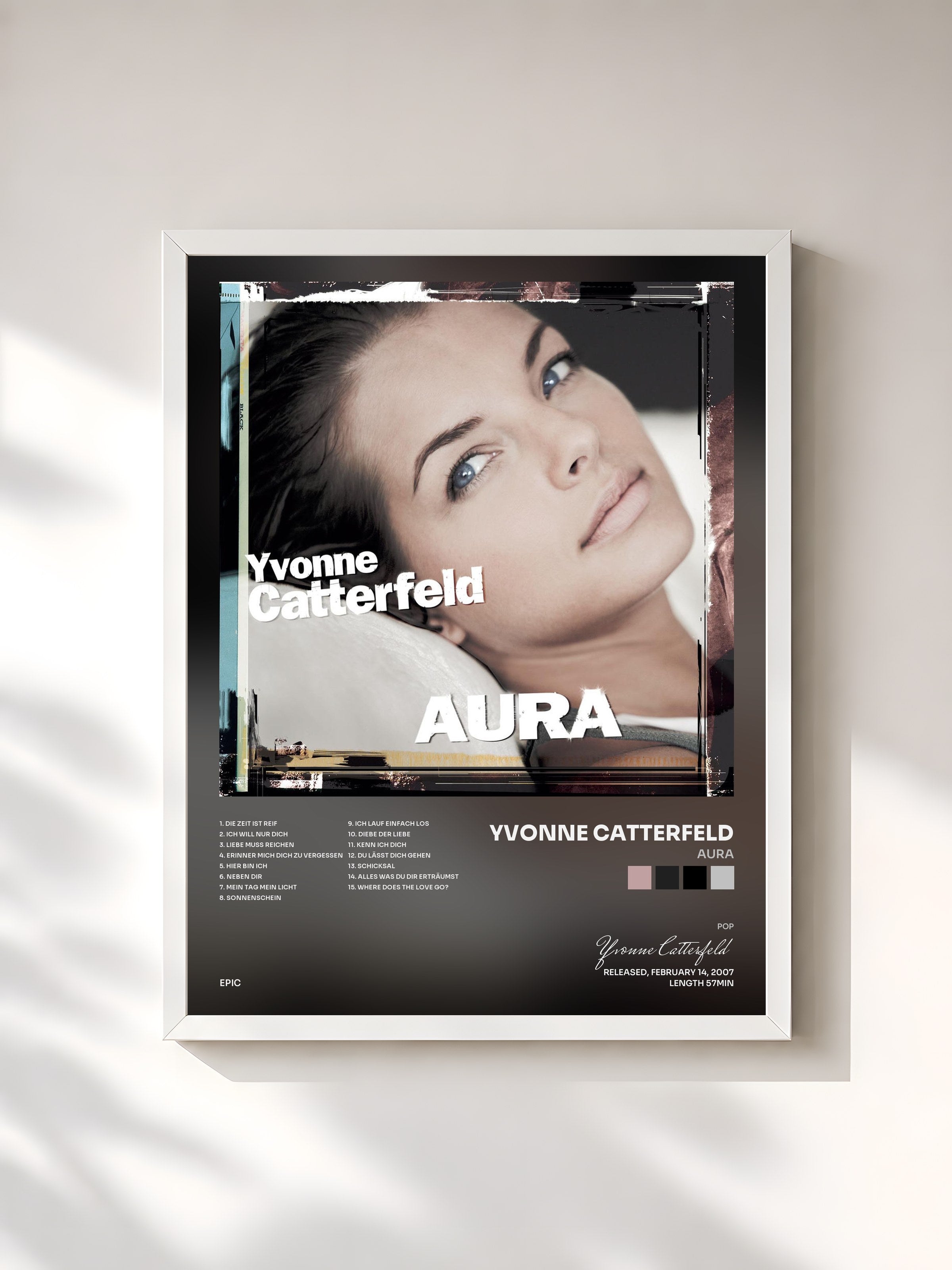 #blanc Tableau de l'album Aura de Yvonne Catterfeld, cadre blanc, imprimé et encadré en France