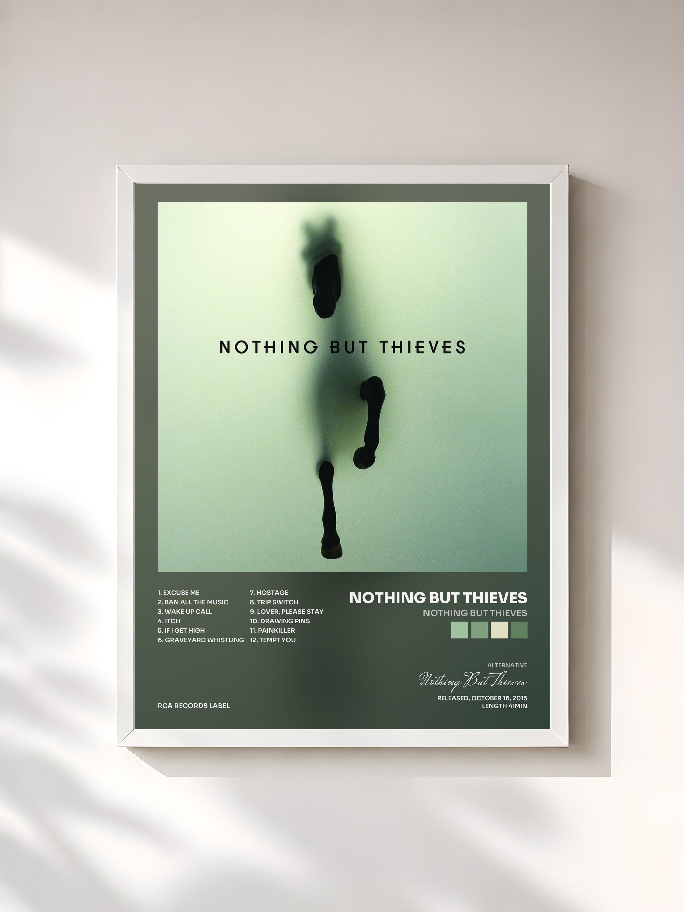 #blanc Tableau de l'album Nothing But Thieves de Nothing But Thieves, cadre blanc, imprimé et encadré en France