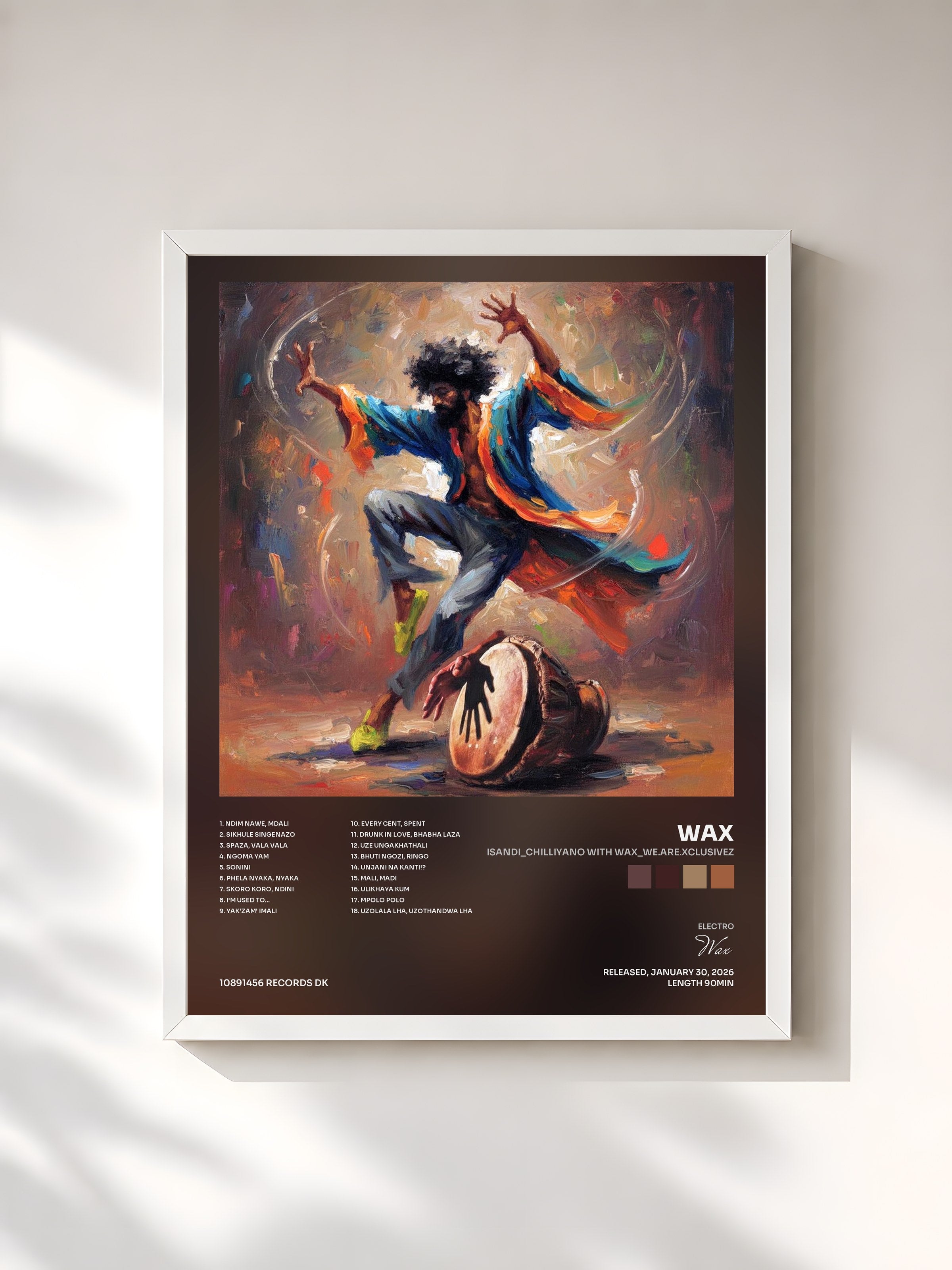 #blanc Tableau de l'album Isandi_ChilliYano with WaX_We.are.Xclusivez de Wax, cadre blanc, imprimé et encadré en France