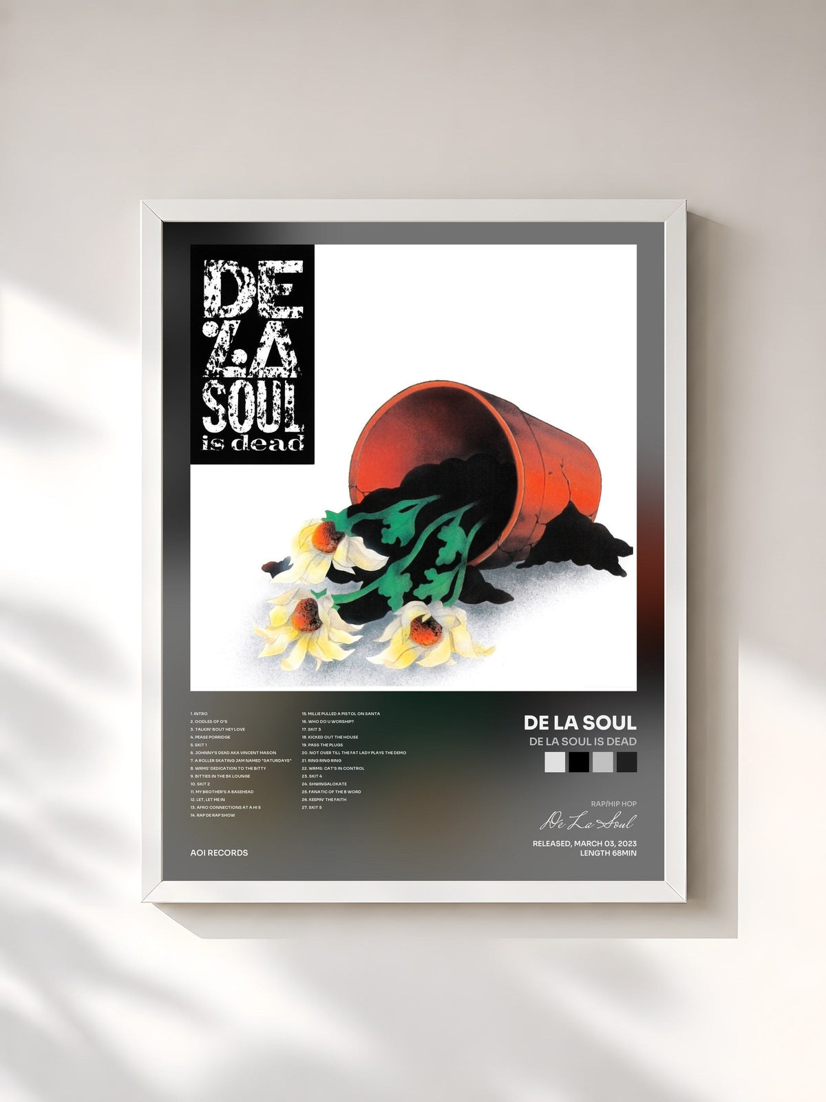 #blanc De La Soul is Dead by De La Soul as a framed art print, white frame, printed and framed in France