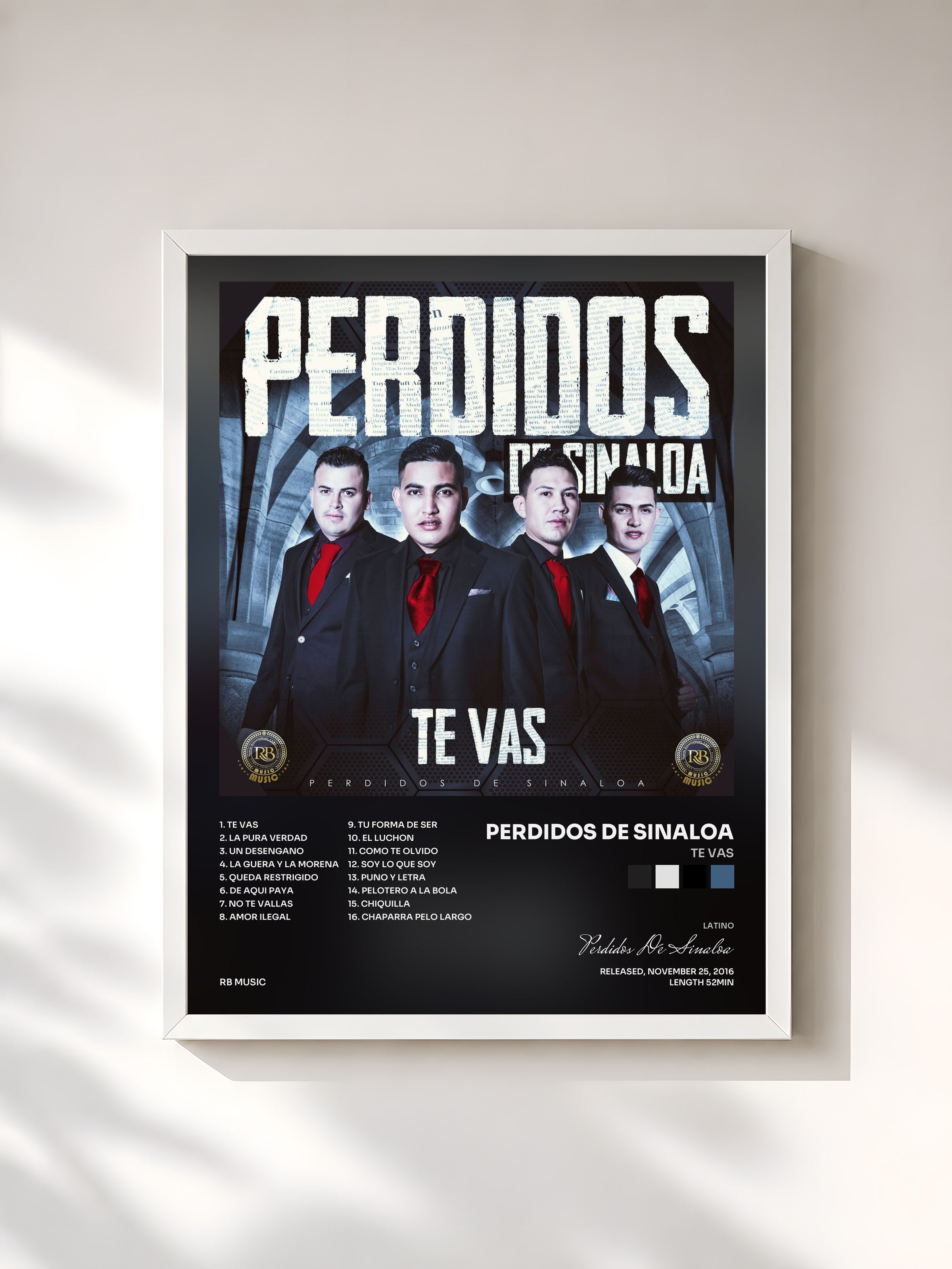 #blanc Tableau de l'album Te Vas de Perdidos De Sinaloa, cadre blanc, imprimé et encadré en France