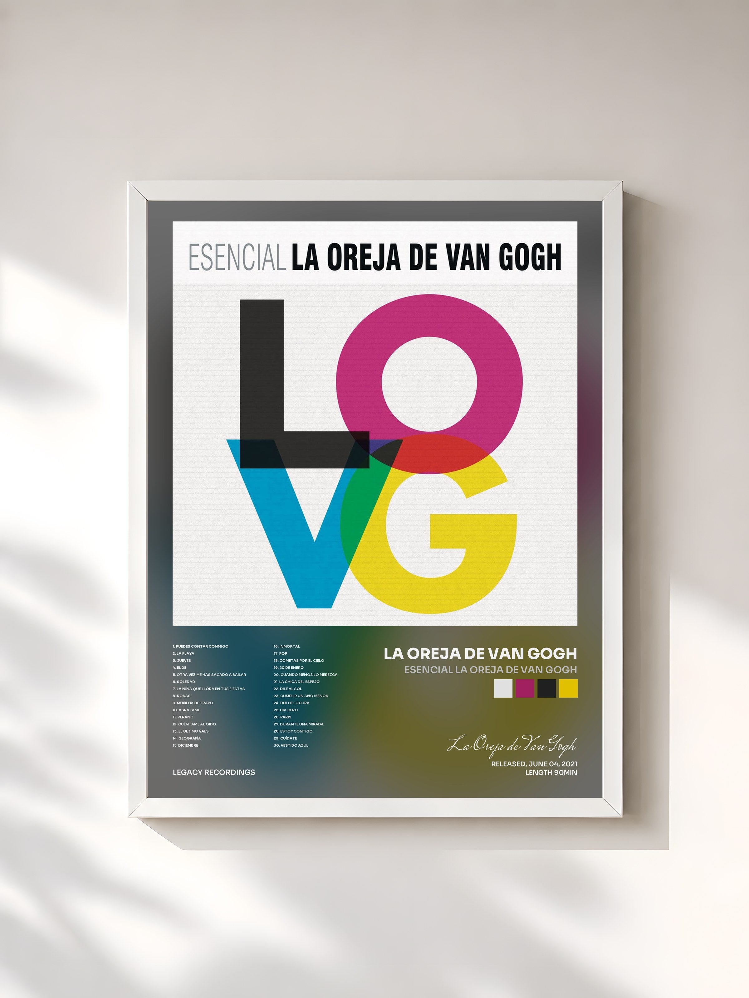 #blanc Tableau de l'album Esencial La Oreja de Van Gogh de La Oreja de Van Gogh, cadre blanc, imprimé et encadré en France