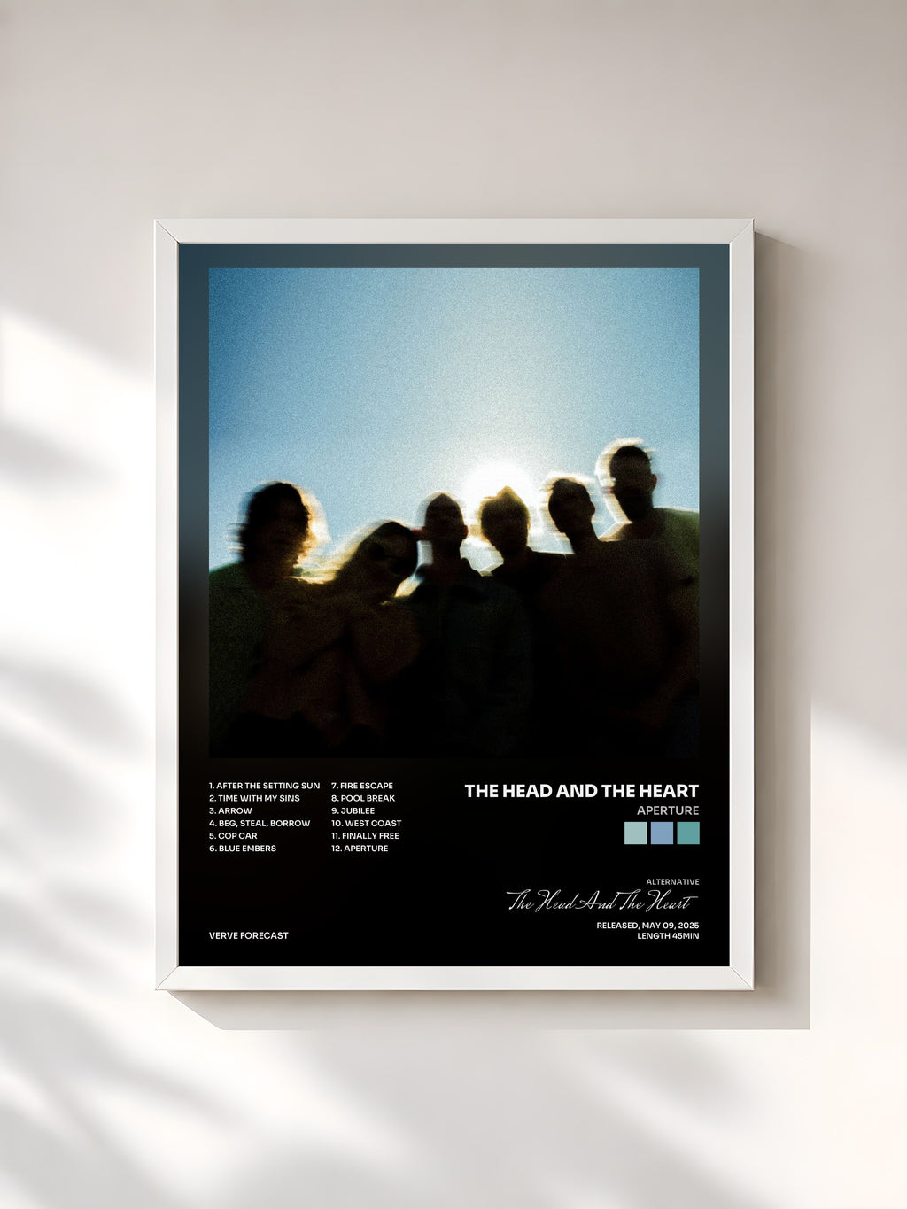 #blanc Tableau de l'album Aperture de The Head And The Heart, cadre blanc, imprimé et encadré en France