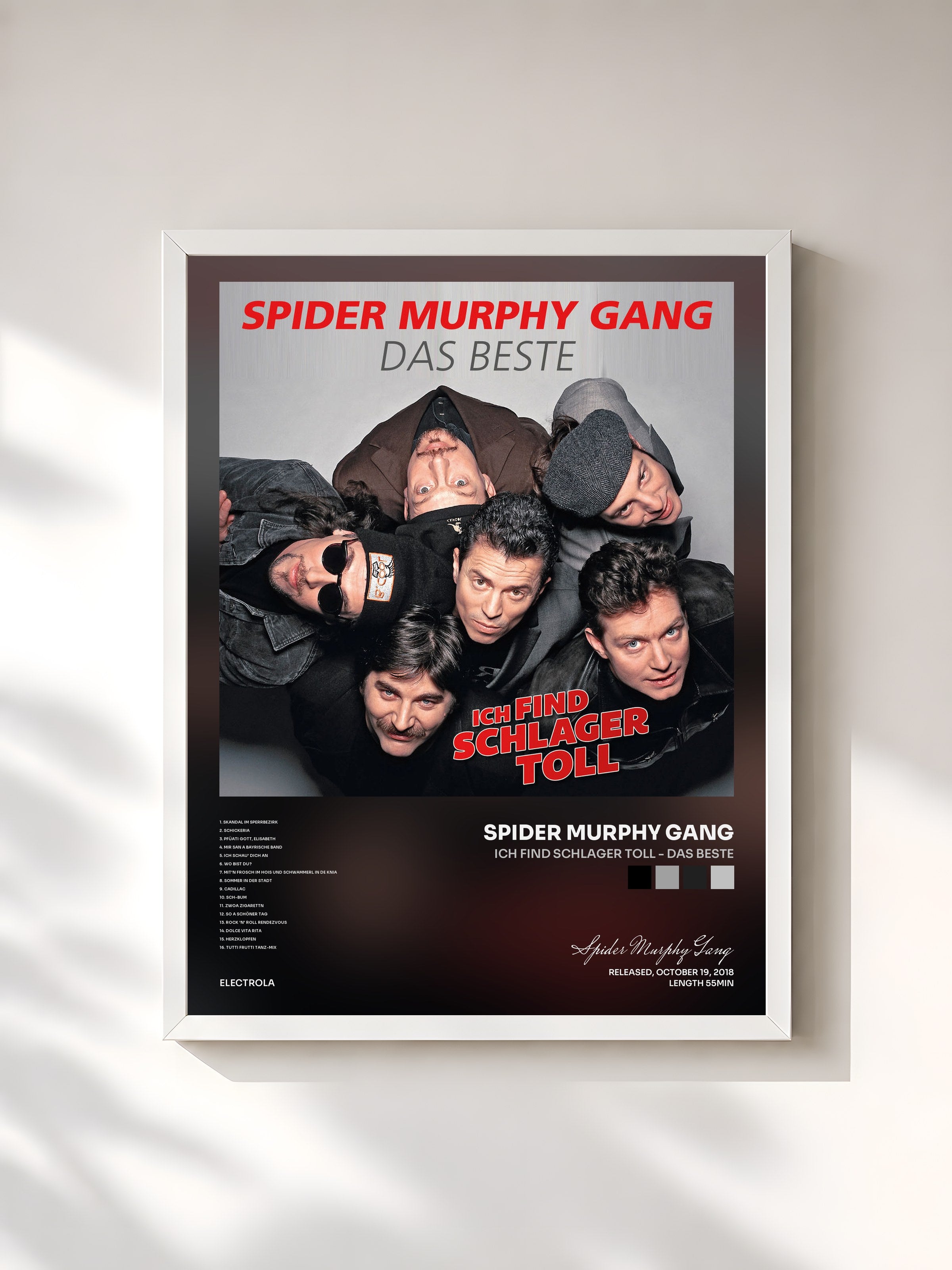 #blanc Tableau de l'album Ich find Schlager toll - Das Beste de Spider Murphy Gang, cadre blanc, imprimé et encadré en France