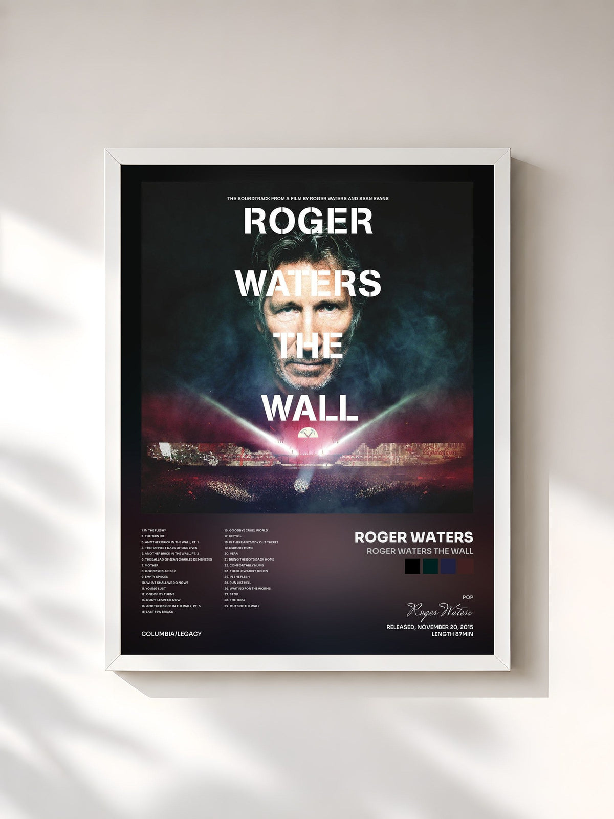 #blanc Tableau de l'album Roger Waters The Wall de Roger Waters, cadre blanc, imprimé et encadré en France