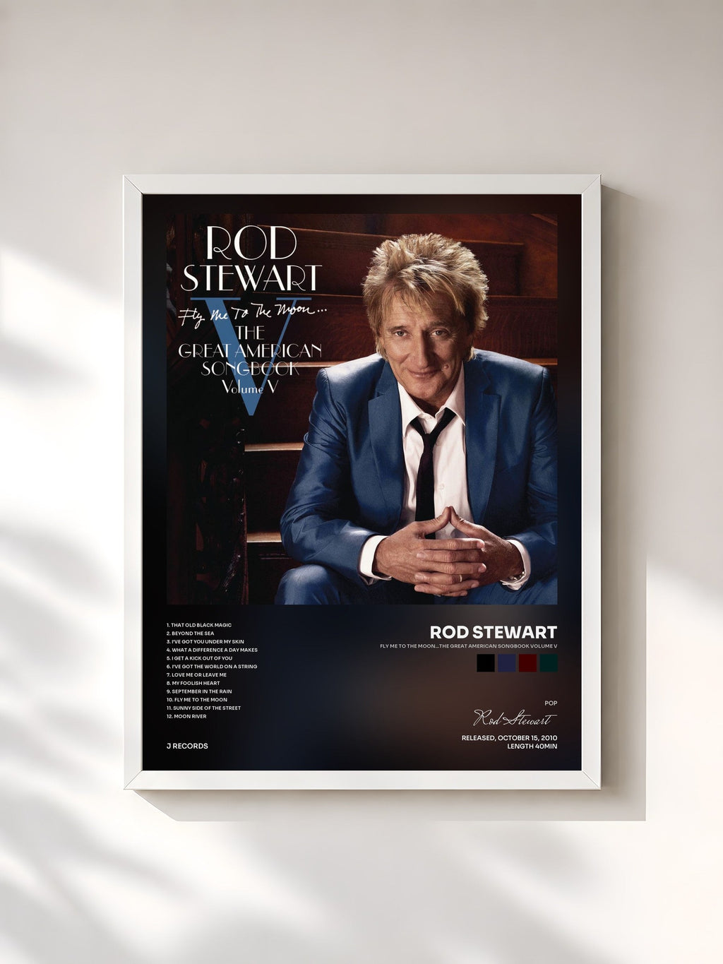 #blanc Fly Me To The Moon...The Great American Songbook Volume V di Rod Stewart in stampa incorniciata, cornice bianca, stampata e incorniciata in Francia