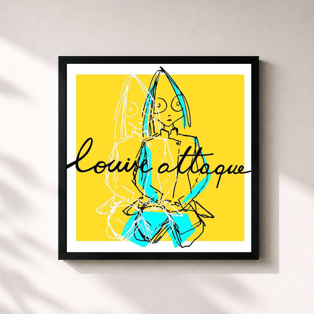 #noir Tableau carré de l'album A Plus Tard Crocodile de Louise Attaque, cadre noir 32x32 cm