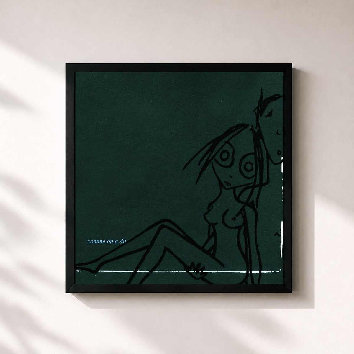 #noir Tableau carré de l'album Comme On A Dit de Louise Attaque, cadre noir 32x32 cm