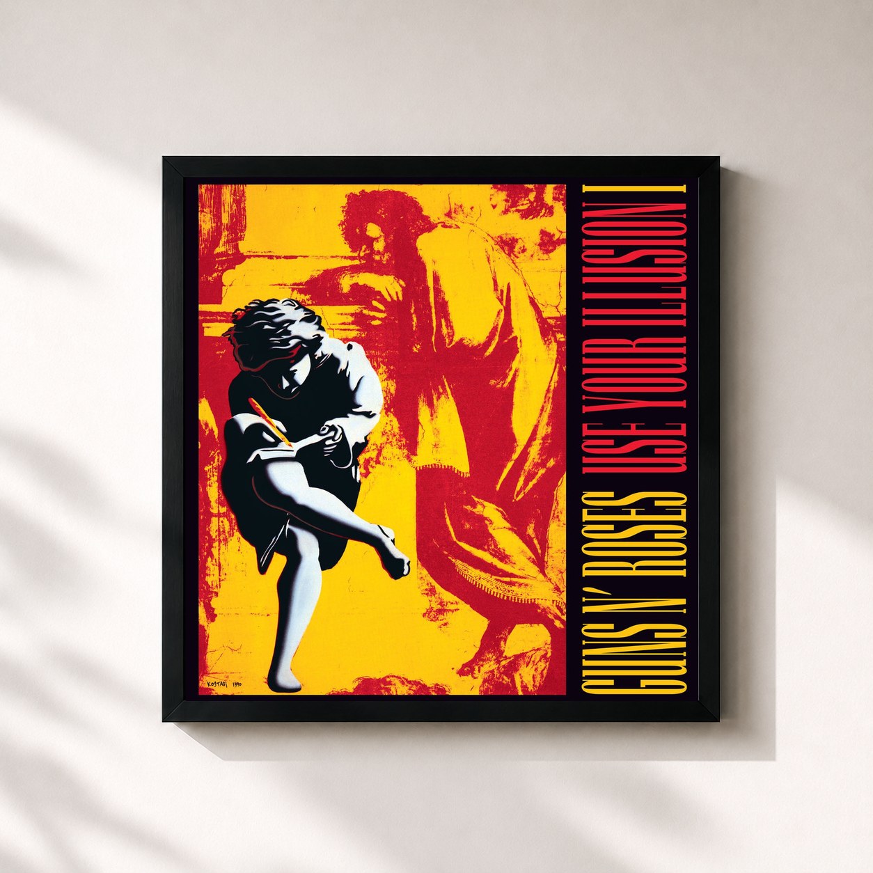 #noir Tableau carré de l'album Use Your Illusion I de Guns N' Roses, cadre noir 32x32 cm
