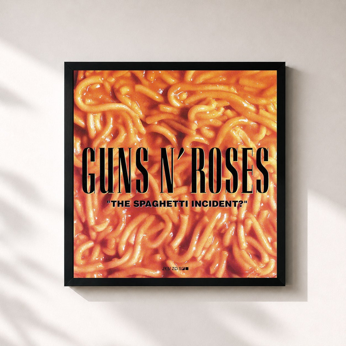 #noir Tableau carré de l'album The Spaghetti Incident? de Guns N' Roses, cadre noir 32x32 cm