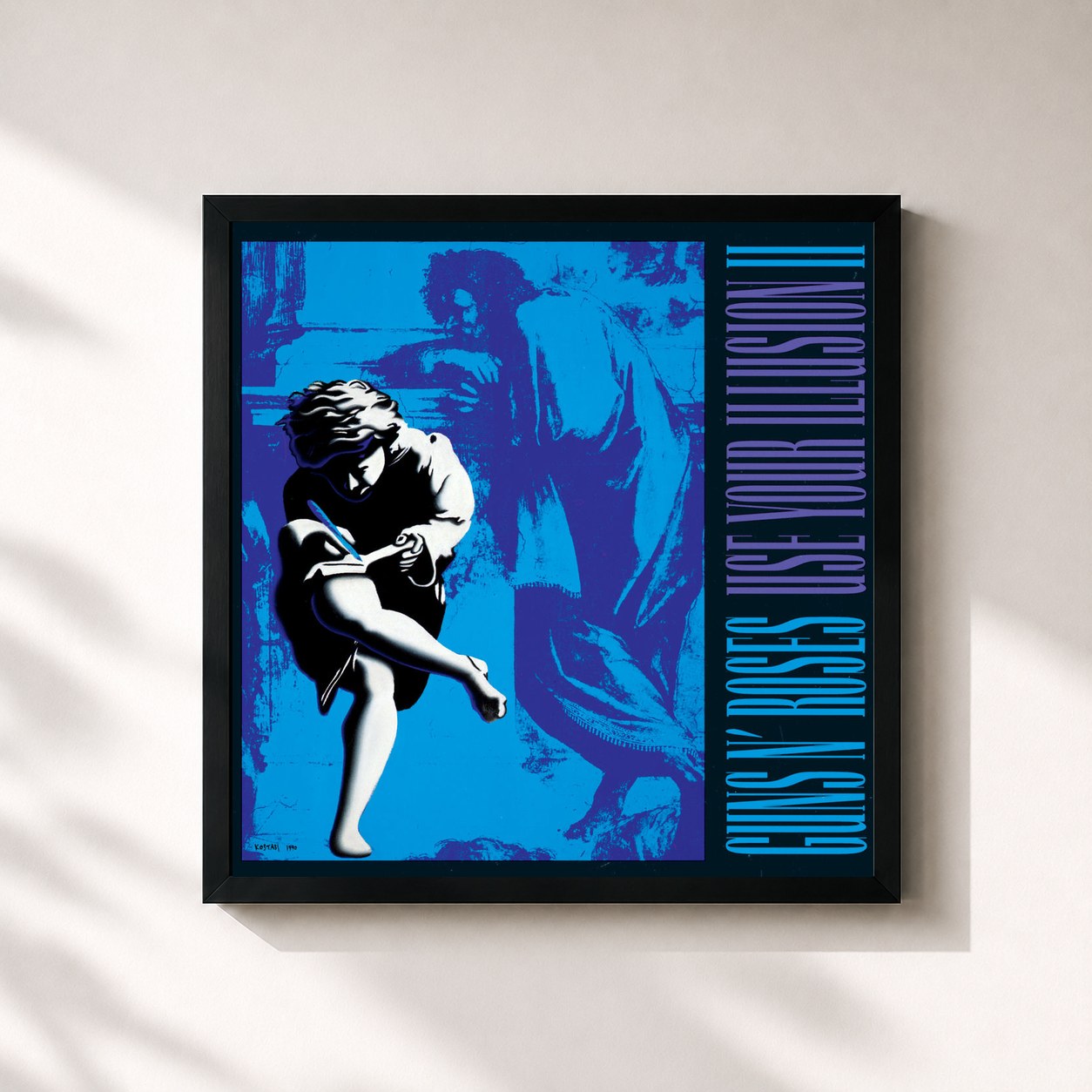 #noir Tableau carré de l'album Use Your Illusion II de Guns N' Roses, cadre noir 32x32 cm