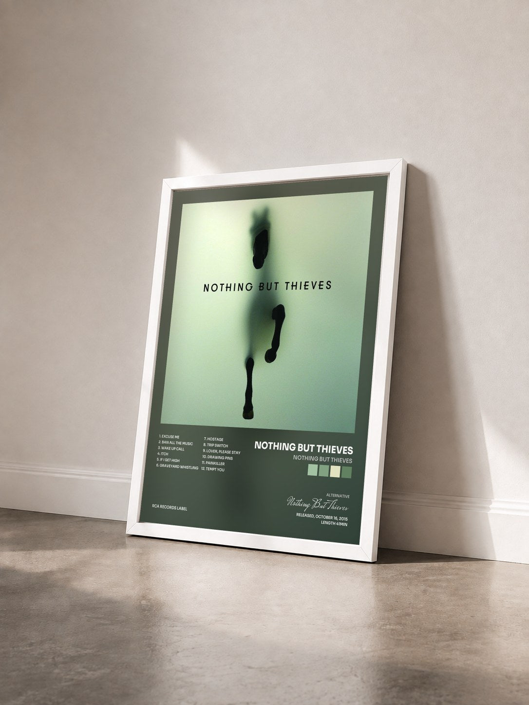 #blanc Tableau de l'album Nothing But Thieves de Nothing But Thieves vu de trois quarts, cadre blanc