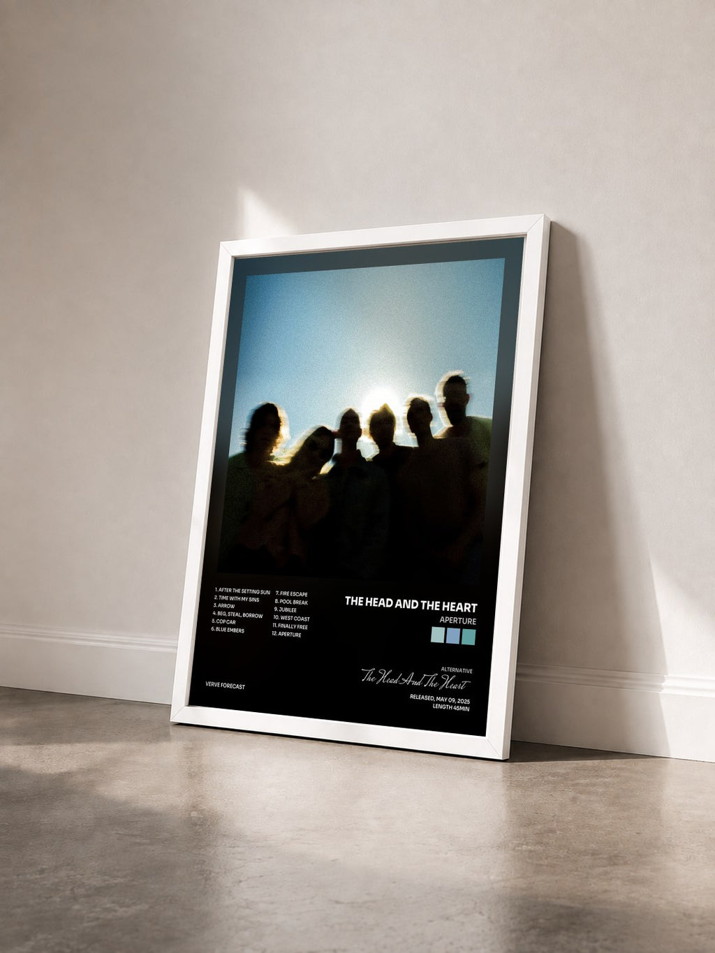 #blanc Tableau de l'album Aperture de The Head And The Heart vu de trois quarts, cadre blanc