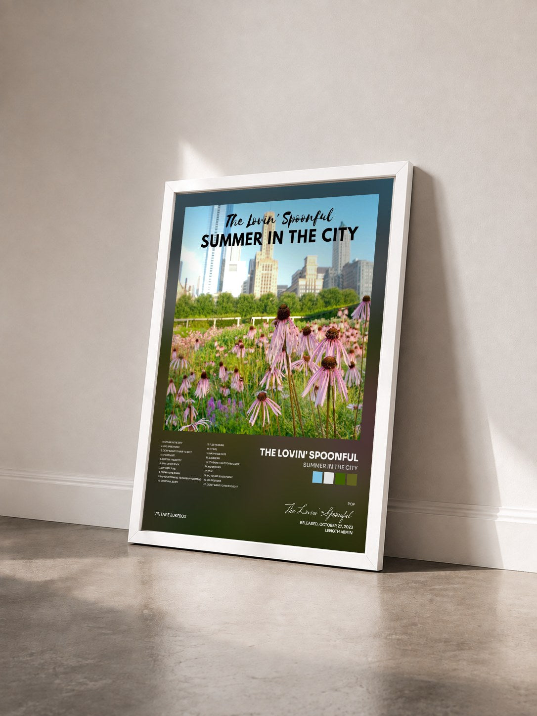 #blanc Tableau de l'album Summer in the City de The Lovin' Spoonful vu de trois quarts, cadre blanc