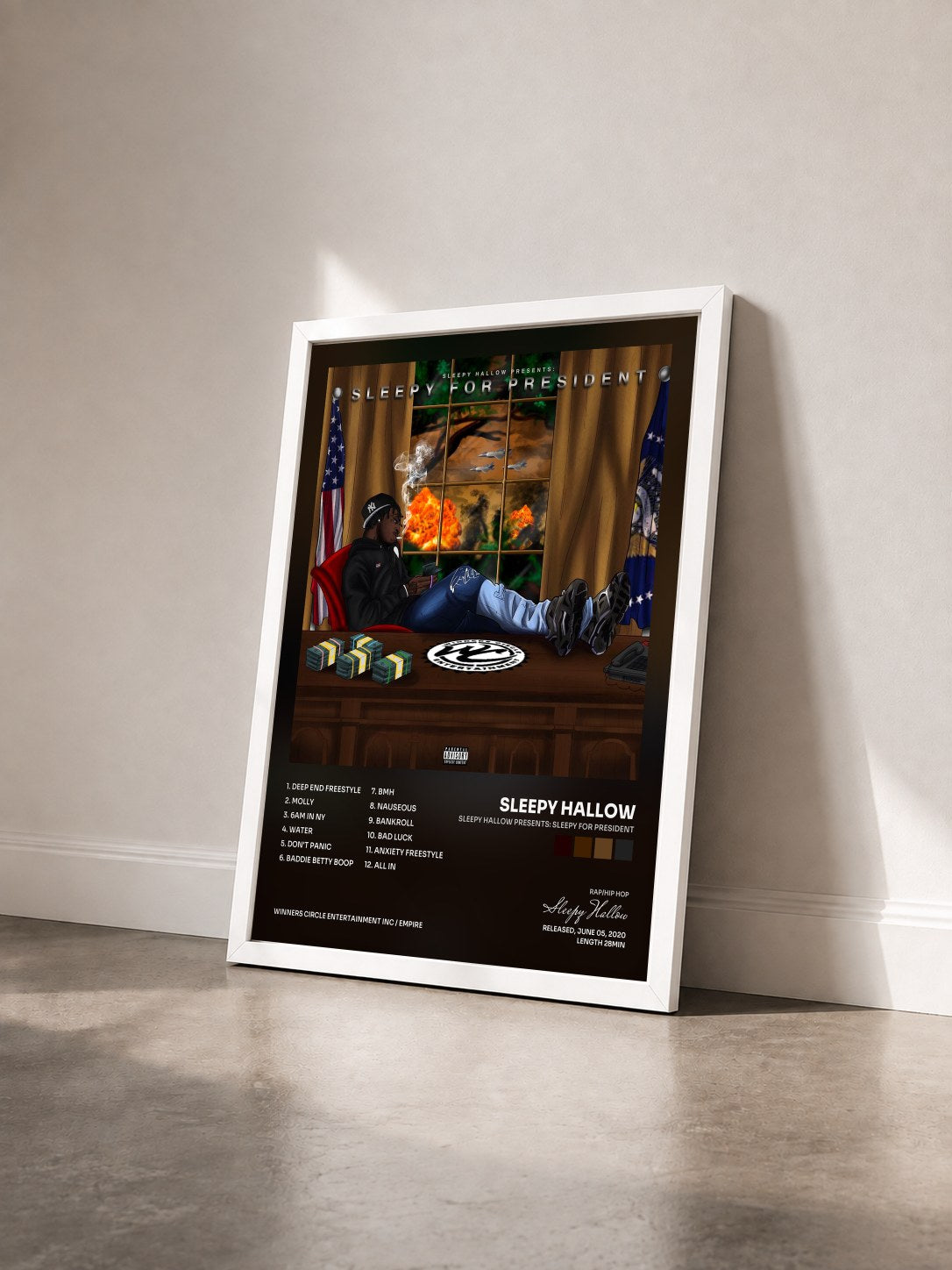 #blanc Tableau de l'album Sleepy Hallow Presents: Sleepy For President de Sleepy Hallow vu de trois quarts, cadre blanc