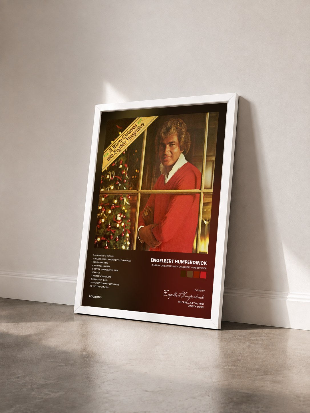 #blanc Tableau de l'album A Merry Christmas With Engelbert Humperdinck de Engelbert Humperdinck vu de trois quarts, cadre blanc