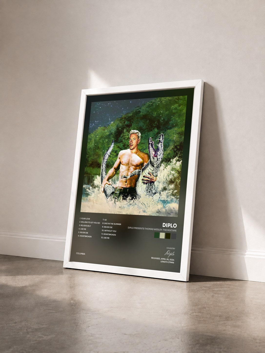 #blanc Tableau de l'album Diplo Presents Thomas Wesley: The Mixtape de Diplo vu de trois quarts, cadre blanc