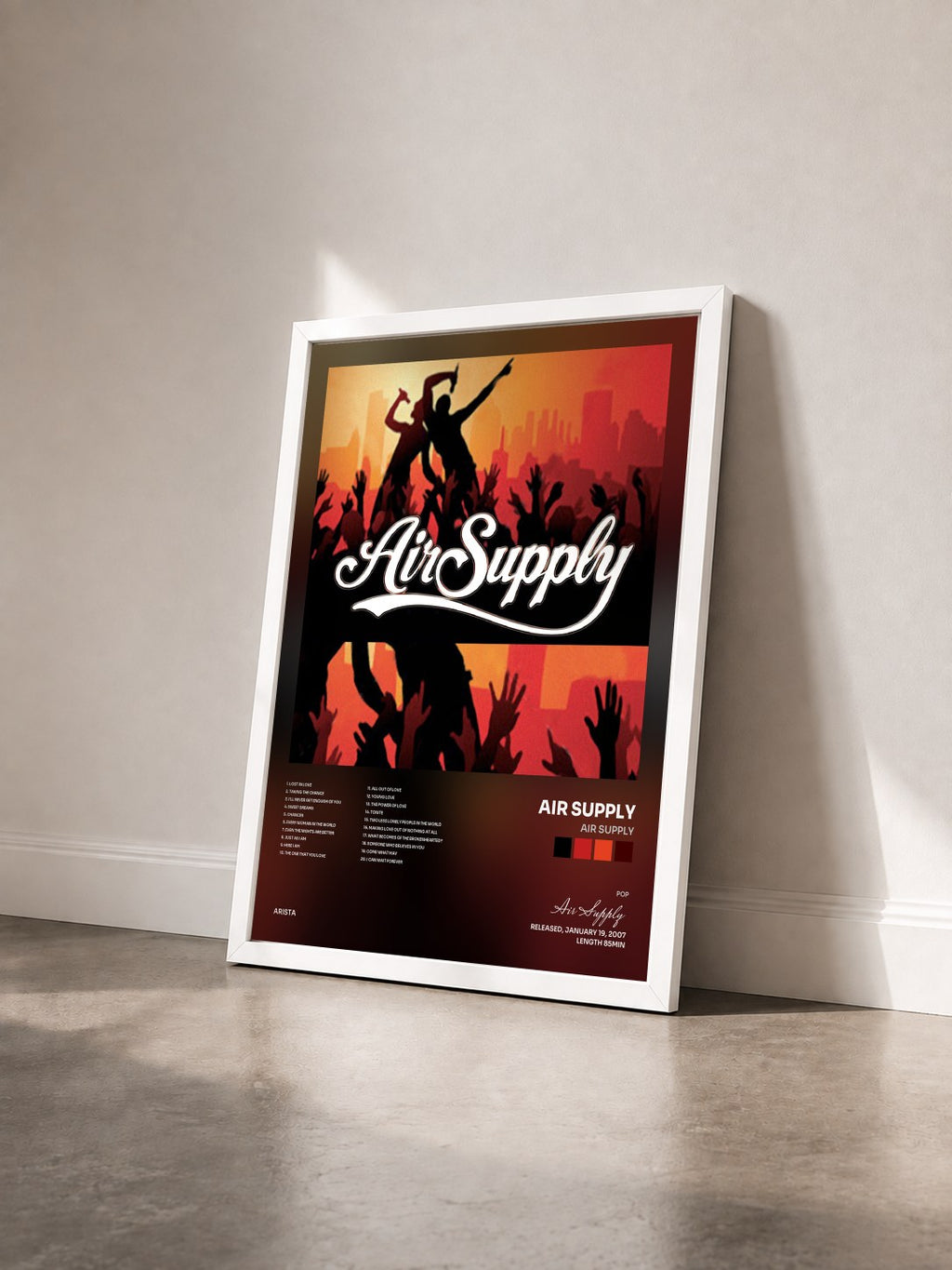 #blanc Air Supply de Air Supply en lámina enmarcada vista de tres cuartos, marco blanco