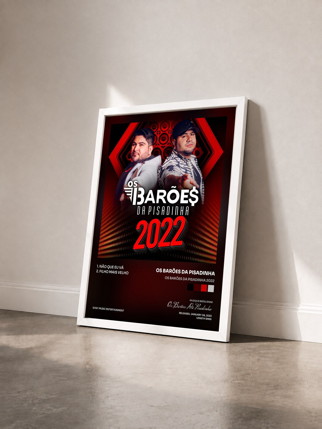 #blanc Tableau de l'album Os Barões da Pisadinha 2022 de Os Barões Da Pisadinha vu de trois quarts, cadre blanc