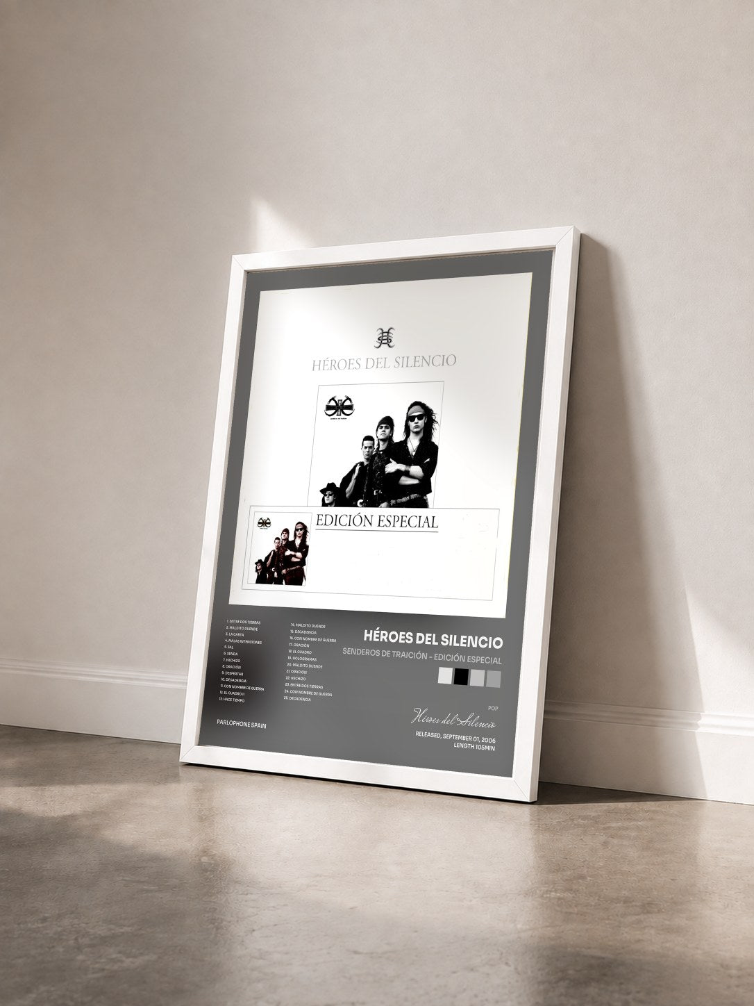 #blanc Tableau de l'album Senderos De Traición - Edición Especial de Héroes del Silencio vu de trois quarts, cadre blanc