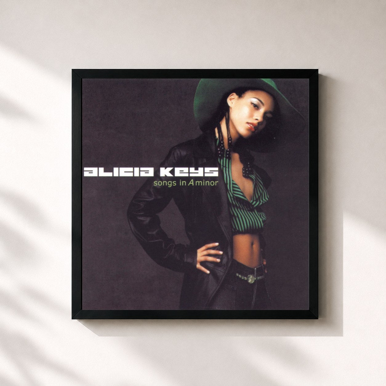 #noir Songs In A Minor by Alicia Keys as a square framed art print, black 32x32 cm frame