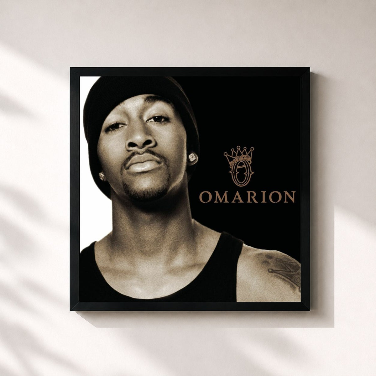#noir Tableau carré de l'album O de Omarion, cadre noir 32x32 cm