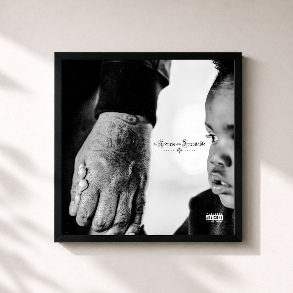 #noir The Course of the Inevitable by Lloyd Banks as a square framed art print, black 32x32 cm frame