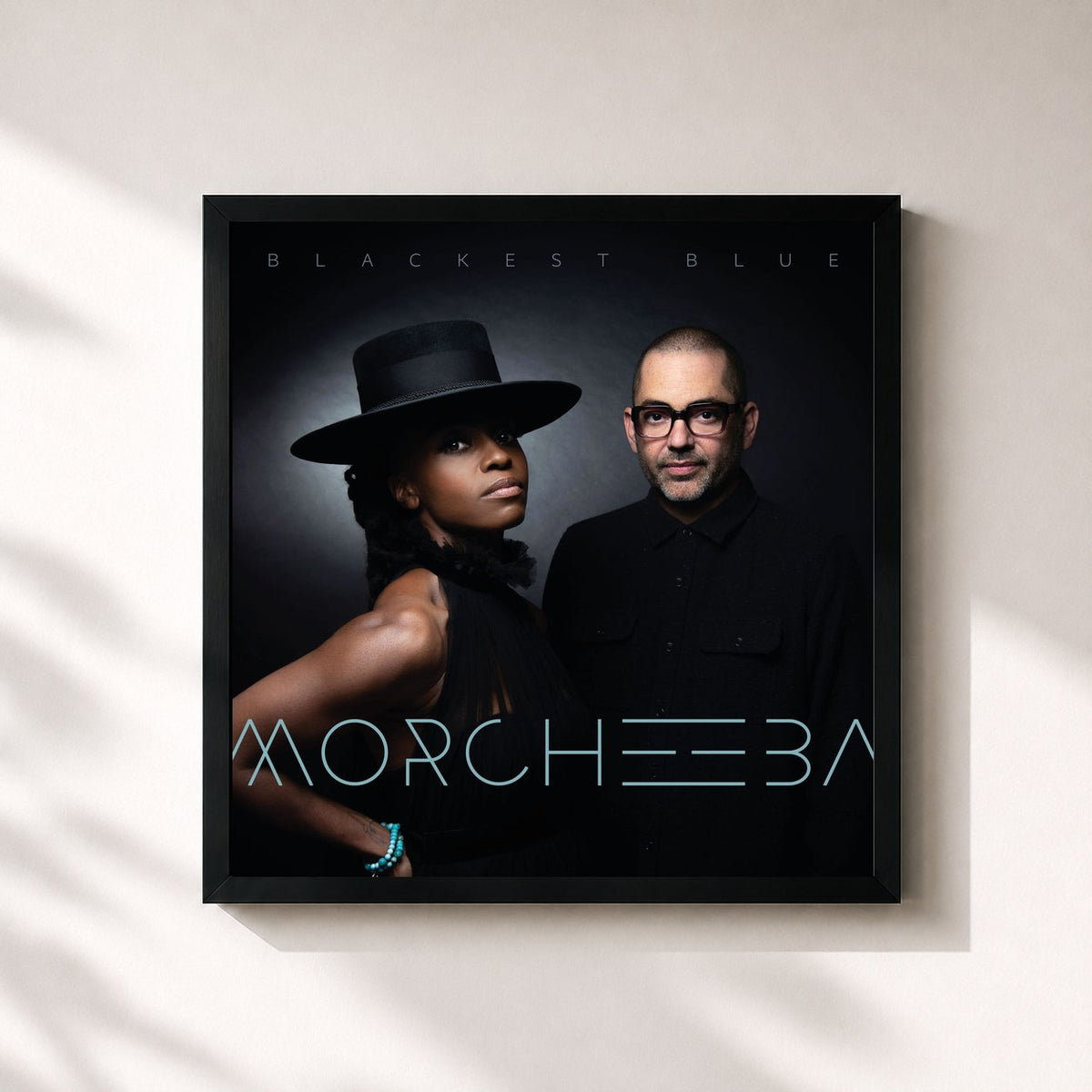 #noir Tableau carré de l'album Blackest Blue de Morcheeba, cadre noir 32x32 cm