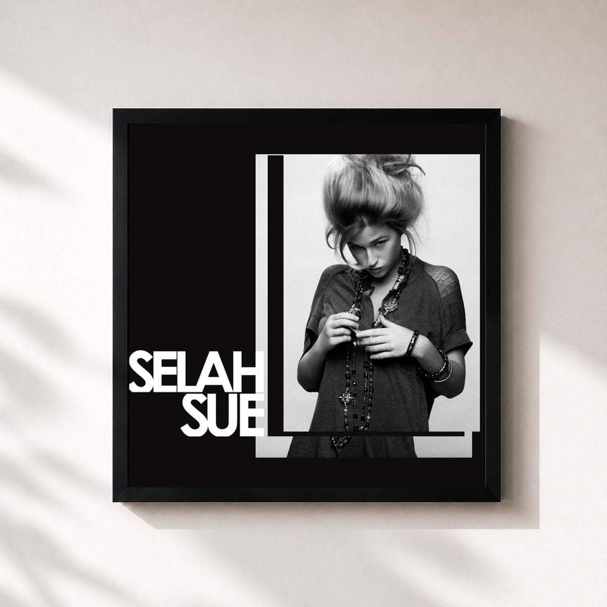 #noir Tableau carré de l'album Selah Sue de Selah Sue, cadre noir 32x32 cm